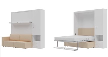 Шкаф-кровать трансформер Кровать-трансформер Smart (ШП+КД 1600), шкаф правый, левый подлокотник в Глазове
