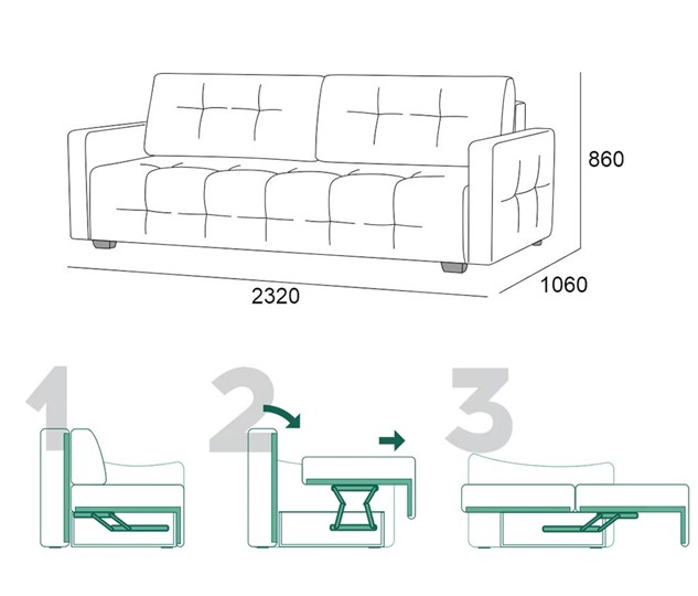 Прямой диван Бруно 2 БД в Глазове - изображение 6