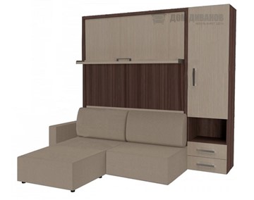 Кровать-шкаф Кровать-трансформер Smart (КД 1400+ШП+Пуф), шкаф правый, левый подлокотник в Ижевске