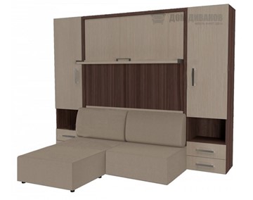 Кровать подъемная Кровать-трансформер Smart (ШЛ+КД 1600+ШП+Пуф), 2 шкафа, без подлокотников в Сарапуле