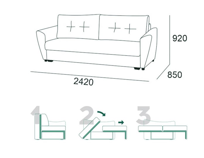 Прямой диван Мальта 1 К БД в Глазове - изображение 5