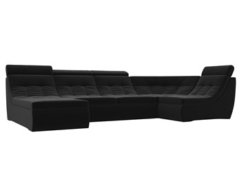 Модульный П-образный диван Холидей люкс, Черный (микровельвет) в Сарапуле