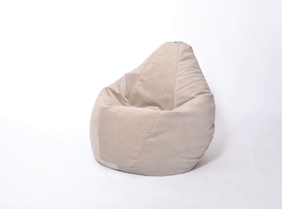 Кресло-мешок Груша среднее, велюр однотон, бежевое в Сарапуле - изображение