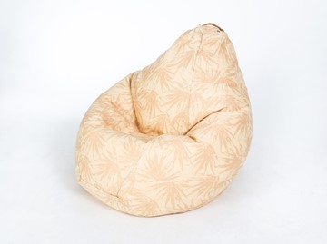 Кресло-мешок Груша среднее, жаккард, бежевые листья в Сарапуле
