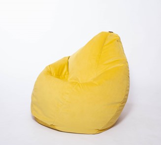 Кресло-мешок Груша большое, велюр однотон, лимонное в Глазове