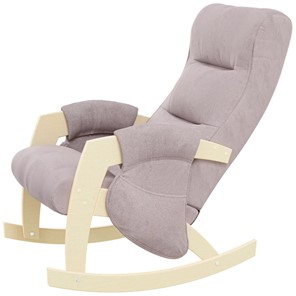 Кресло-качалка ЭЛИТ с карманами Джанни (каркас дуб, сиденье серо-розовое) в Глазове