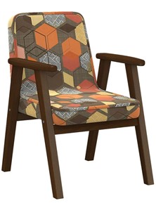 Кресло Ретро ткань геометрия коричневый, каркас орех в Сарапуле
