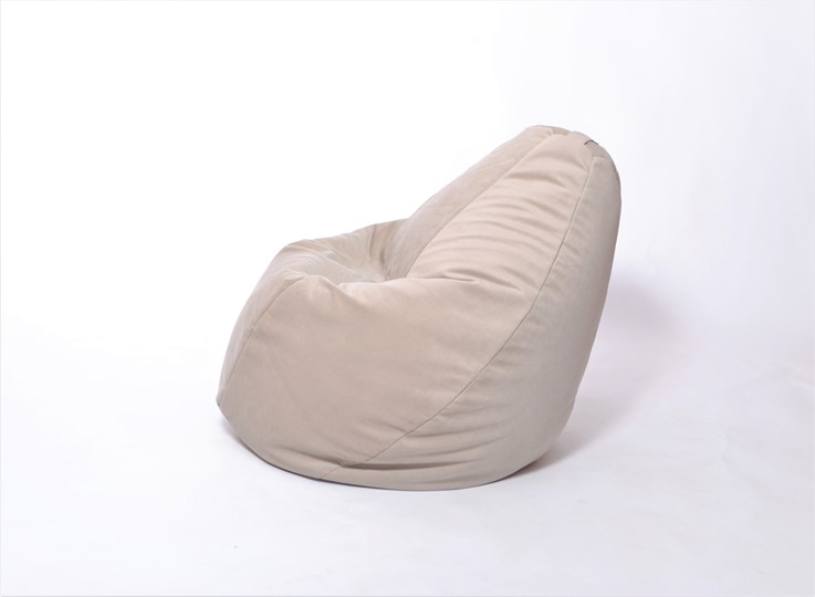 Кресло-мешок Груша среднее, велюр однотон, бежевое в Сарапуле - изображение 2