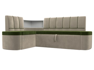 Раскладной кухонный диван Тефида, Зеленый\Бежевый (Микровельвет) в Глазове
