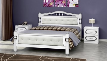 Кровать полутороспальная Карина-11 (Белый Жемчуг, светлая обивка) 140х200 в Сарапуле