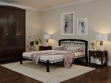 Кровать двуспальная Муза 4 Лайт, 1600, черный/шоколад в Сарапуле