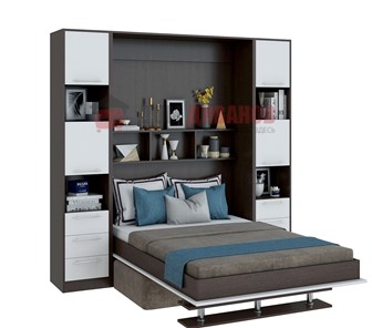 Кровать-шкаф с диваном Бела 1, с полкой ножкой, 1600х2000, венге/белый в Сарапуле