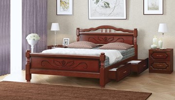 Кровать с выкатными ящиками Карина-5 (Орех) 140х200 в Глазове