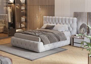 Кровать в спальню Castello 160х200, Флок (Бентлей Светло-серый) в Сарапуле