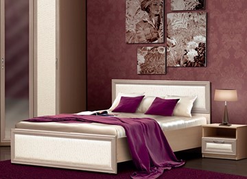 Спальная кровать Камелия, 1600, шимо светлый/белый кожзам в Сарапуле