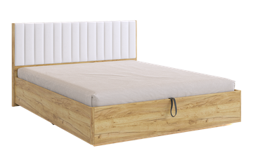 Кровать спальная с подъемным механизмом Адам, дуб крафт золотой/белоснежный (экокожа) в Сарапуле