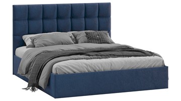 Двуспальная кровать с подъемным механизмом Эмбер (Микровелюр Wellmart Blue) в Глазове