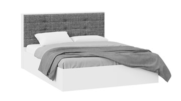 Кровать двуспальная с подъемным механизмом Тесса (Белый Жемчуг/Рогожка серая) в Глазове