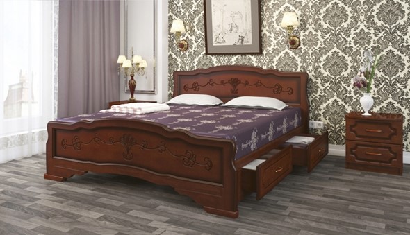 Кровать с выкатными ящиками Карина-6 (Орех) 160х200 в Сарапуле - изображение
