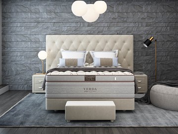 Спальная кровать Luxe/Podium M 160х200, Флок (Велсофт Бежевый) в Глазове