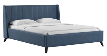 Двуспальная кровать с механизмом Мелисса 180,арт. Тори 83 велюр (серо-синий) + кроватное дно в Сарапуле