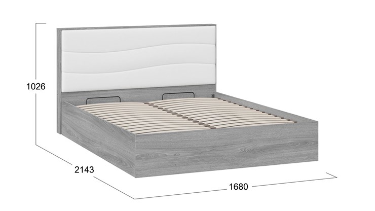 Кровать с подъемным механизмом Миранда тип 1 (Дуб Гамильтон/Белый глянец) в Сарапуле - изображение 1