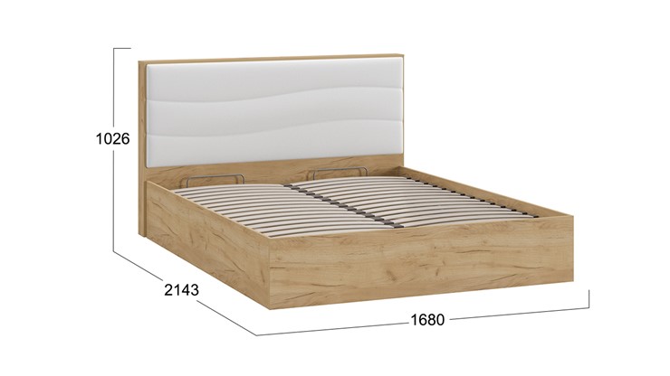 Двуспальная кровать с механизмом Миранда тип 1 (Дуб крафт золотой/Белый глянец) в Глазове - изображение 1