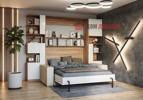 Кровать-шкаф с диваном Дина, 1400х2000 в Сарапуле - изображение