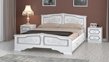 Кровать с выкатными ящиками Елена (Белый Жемчуг) 160х200 в Сарапуле