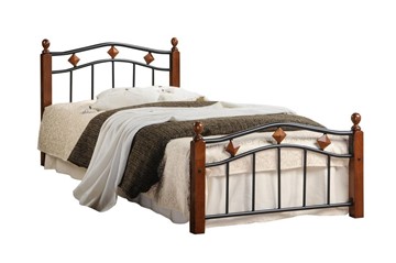 Кровать AT-126 дерево гевея/металл, 90*200 см (Single bed), красный дуб/черный в Глазове