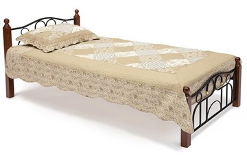 Кровать AT-808 дерево гевея/металл, 90*200 см (Single bed), красный дуб/черный в Сарапуле