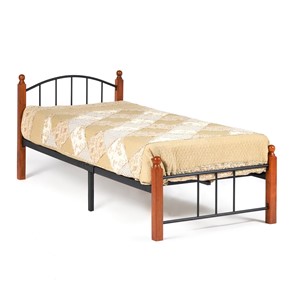 Спальная кровать AT-915 дерево гевея/металл, 90*200 см (Single bed), красный дуб/черный в Сарапуле
