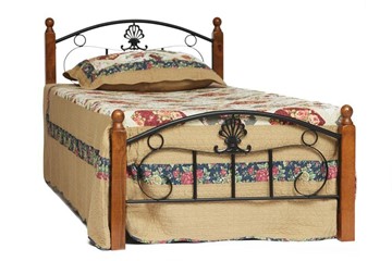 Спальная кровать РУМБА (AT-203)/ RUMBA  дерево гевея/металл, 90*200 см (Single bed), красный дуб/черный в Глазове