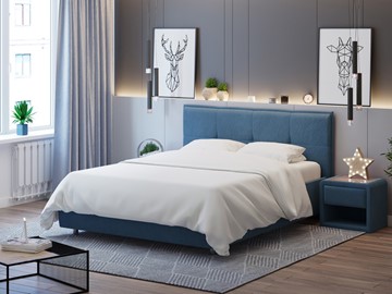 Кровать 1.5-спальная Lino 140х200, Велюр (Monopoly Прованский синий (792)) в Сарапуле - предосмотр