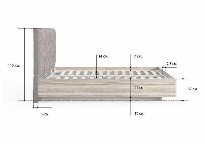 Кровать с механизмом двуспальная Victoria (ясень ориноко) 180х190 в Сарапуле - изображение 1