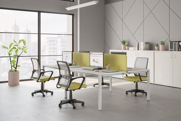 Комплект офисной мебели Комфорт КФ (белый премиум) на белом металокаркасе в Сарапуле - изображение