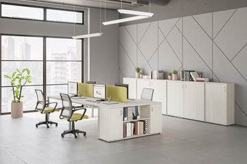 Комплект офисной мебели Комфорт КФ (белый премиум) на сером металокаркасе в Ижевске