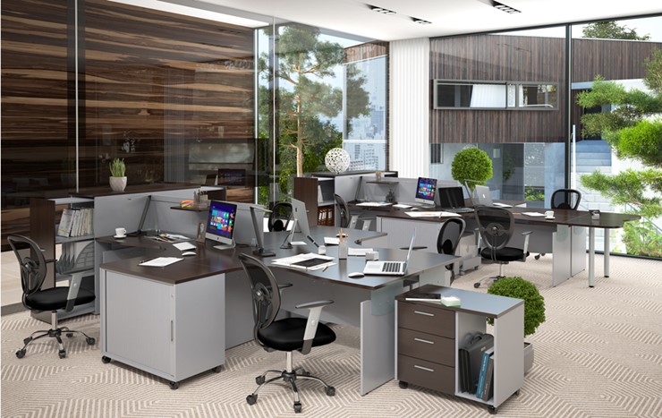 Мебель для персонала OFFIX-NEW для двух сотрудников и руководителя в Глазове - изображение 1