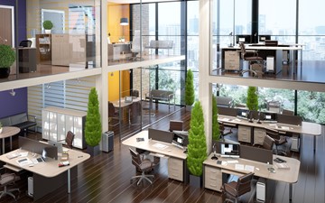 Офисный комплект мебели Xten в опенспэйс для четырех сотрудников в Глазове
