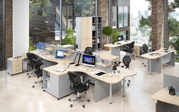 Комплект офисной мебели OFFIX-NEW для 4 сотрудников с двумя шкафами в Сарапуле