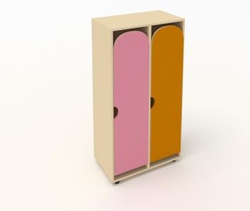 Детский 2-дверный шкаф ШГ2 Беж+Оранжевый+Розовый в Глазове