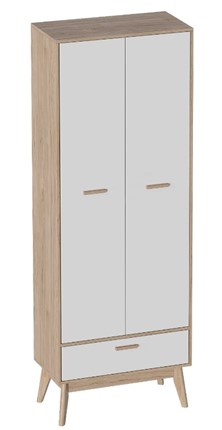 Детский шкаф двухдверный Калгари, Дуб натуральный светлый/Белый в Глазове - изображение