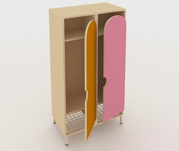 Шкаф детский распашной ШГС2 Беж + Розовый+Оражневый в Сарапуле