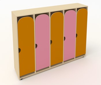 Распашной детский шкаф ШГ5У Беж+Оранжевый+Розовый в Сарапуле