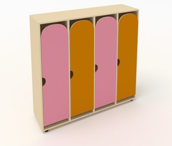 Детский шкаф распашной ШГ4У Беж+Оранжевый+Розовый в Сарапуле