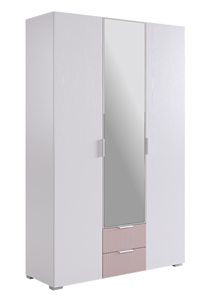 Шкаф трехдверный с ящиками Зефир 109.02 (белое дерево/пудра розовая (эмаль)) в Глазове