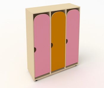 Распашной шкаф детский ШГ3 Беж+Розовый+Оранжевый в Глазове