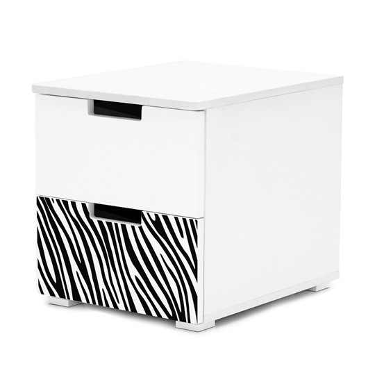 Прикроватная тумба Svogen 2 ящика, белый/зебра черная в Сарапуле - изображение 2