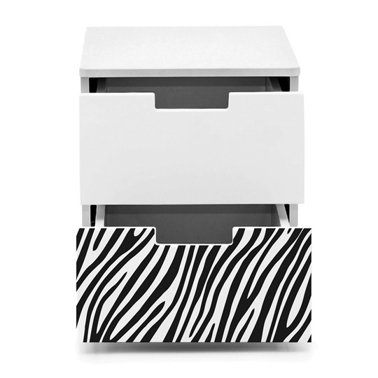 Прикроватная тумба Svogen 2 ящика, белый/зебра черная в Сарапуле - изображение 5