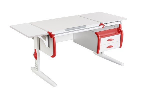Растущий стол 1/75-40 (СУТ.25) + Polka_b 1/550 + Tumba 3 белый/белый/Красный в Сарапуле - изображение
